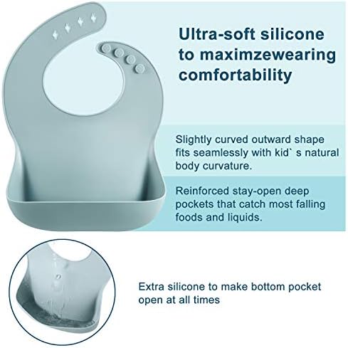 PandaEar Set of 3 Silicone Baby Bibs Waterproof, 10-72 Months - Image 2