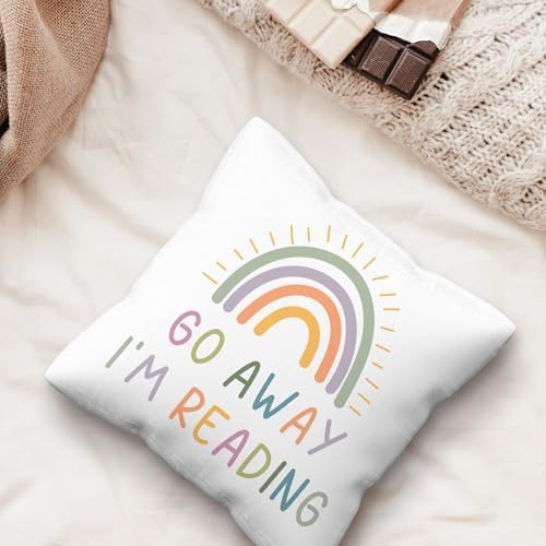 kdqua Boho Classroom Rainbow Reading Pillow Cover 18x18, Book Lovers Reader - Image 5