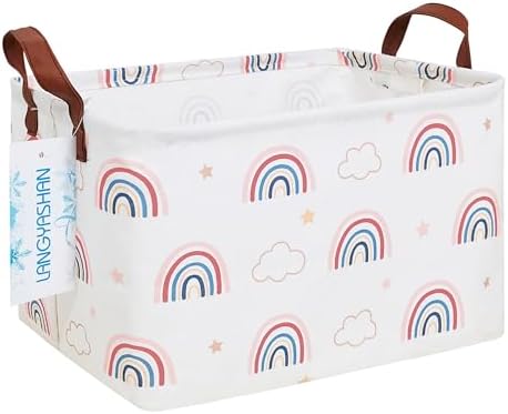 Rectangular Collapsible Cloud Rainbow Storage Basket Nursery Organizer by LANGYASHAN