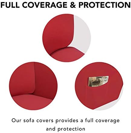 PureFit Stretch Couch Covers for Sofa Large Sofa Slipcovers Red - Image 3
