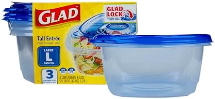 Glad GladWare Tall Entree Containers, Large Square, 42 Oz by GladTrashFoodStorage