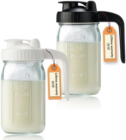 32oz Glass Pitcher with Lid & V-shaped Pour Spout by miradexic