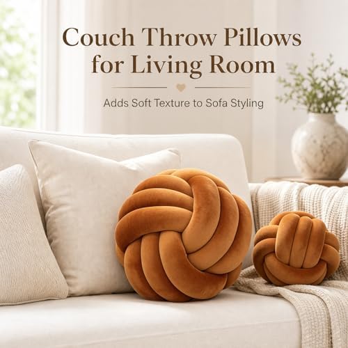 Petrella Caramel Knot Pillow Ball, 11 Inch Round Decorative Pillow - Image 5