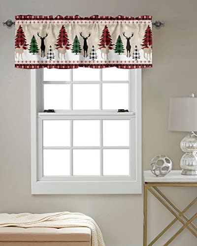 Farmhouse Christmas Kitchen Curtains Valances - Image 4