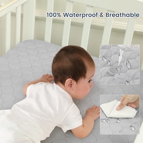 david's kids 2 Pack 38''x25'' Waterproof Mini Crib Mattress Protector, Fitted - Image 7