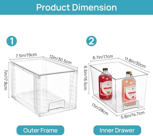 Vtopmart 4 Pack Stackable Clear Pantry Storage Drawers - Image 2