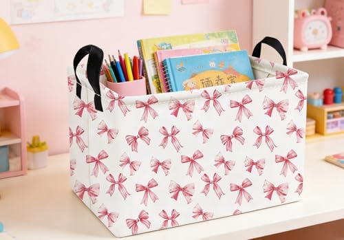 Essme Rectangular Pink Baskets, Girls Storage Box, Cute Basket - Image 6