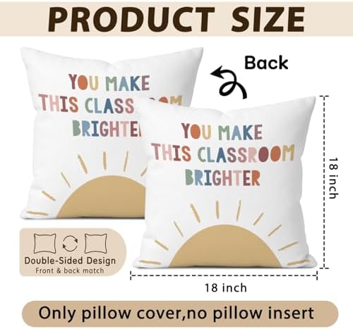 Boho Classroom Homeschool Decor Pillow Cover 18x18 - Image 5