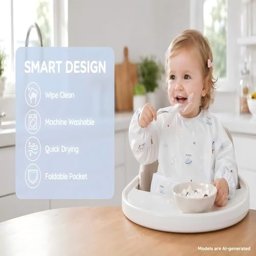 Little Dimsum Long Sleeve Bib for Baby Infant Toddler 6-36 Months - Image 3