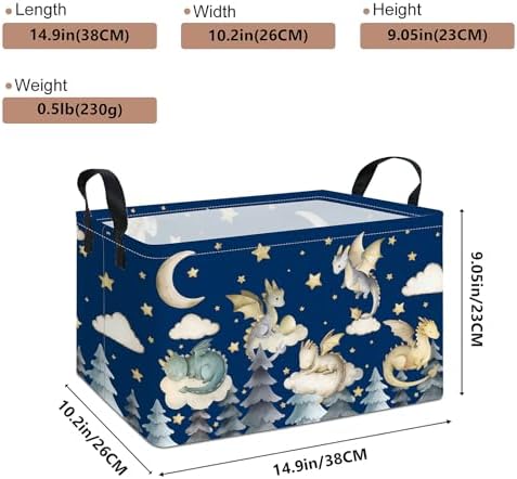 Rectangular Dragon Storage Bin, Medium Fabric Closet Organizer Basket - Image 2