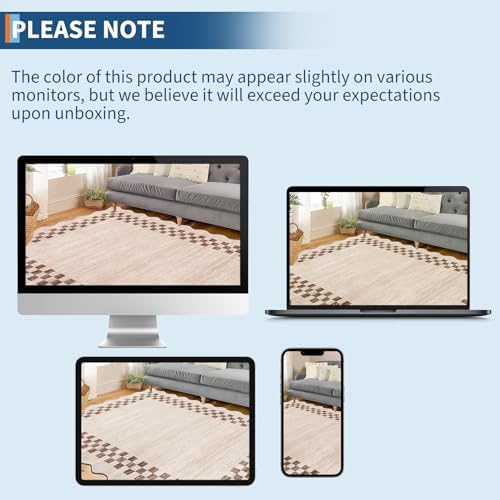 GarveeHome Small Scalloped Rug 2x3 Washable Modern Checkered Entry Rugs - Image 7
