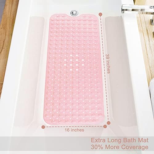 TEESHLY Bath Tub and Shower Mats, Non-Slip 39 x 16 Inch Extra Long Bathtub Mat - Image 4