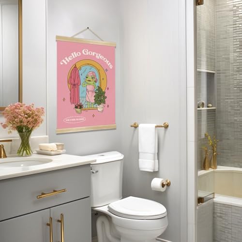 Hello Gorgeous Wall Art, Retro Cute Frog Self Love Poster, Funny Bathroom - Image 7