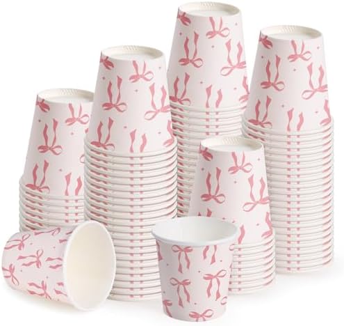WRAPAHOLIC 3oz Pink Bow Bathroom Cups by WRAPAHOLIC