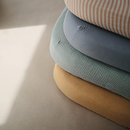 mushie Extra Soft Muslin Fitted Crib Sheet | 192 Thread Count | 28"x 52" - Image 6