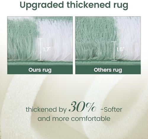 Super Soft Rug for Bedroom, 8x10 ft Sage Green and White Area Rug Classic - Image 3