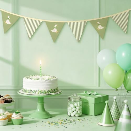Hahafelt Goose Fabric Banner 1st Birthday Decor, Sage Green - Image 6
