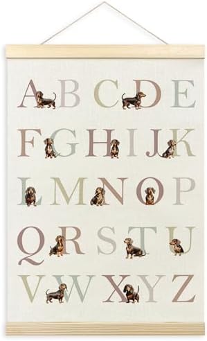 TLESKE Dachshund Alphabet ABC Chart Poster Hanger Frame, Homeschool Preschool by Unknown