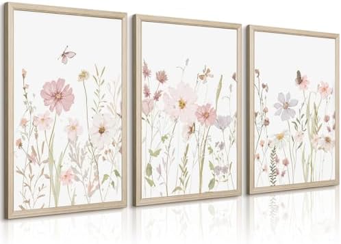 Wildflower Nursery Wall Art Pink Watercolor Floral Painting Baby Girl Nursery by Unknown