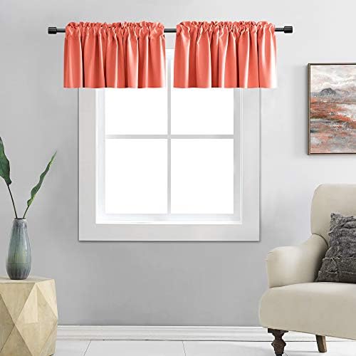 DONREN Coral Salmon Valances for Window-Blackout Valances for Kitchen by DONREN