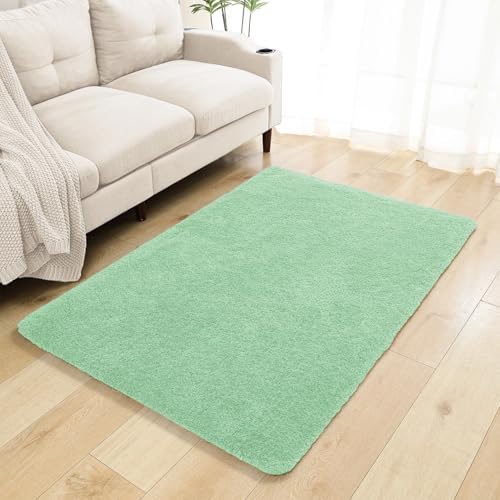 Polyester Bathroom Rug 40"x60" Light Green, Large Soft Bath Mat by Kildoss