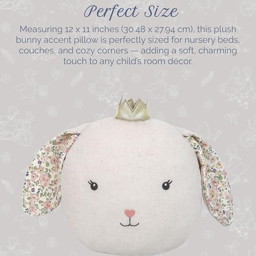 MON AMI Faith Bunny Accent Décor Pillow, 12x11-Inch Rabbit Cushion Gift - Image 3