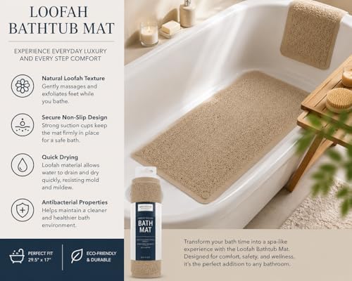 Home Expressions Non Slip with Suction Cups Loofah Bathmat 27"x15" & 29.5"X16.9" - Image 3