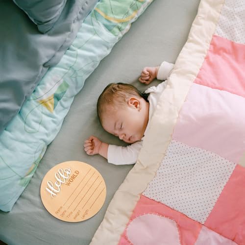 Baby Announcement Sign, Wooden Hello World Newborn Signs Birth Name Sign - Image 6