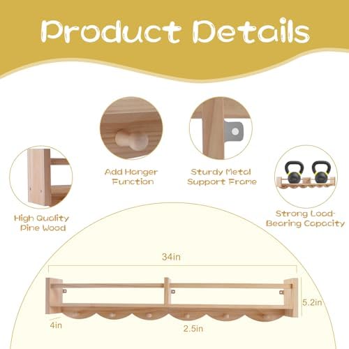 34Inch Nursery Book Shelves Wall Mounted, Floating Book Shelf - Image 3