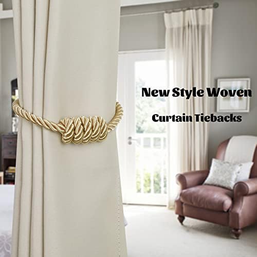 BEL AVENIR Magnetic Curtain Tiebacks 6 Pack Hand-Woven Curtain Ties - Image 6