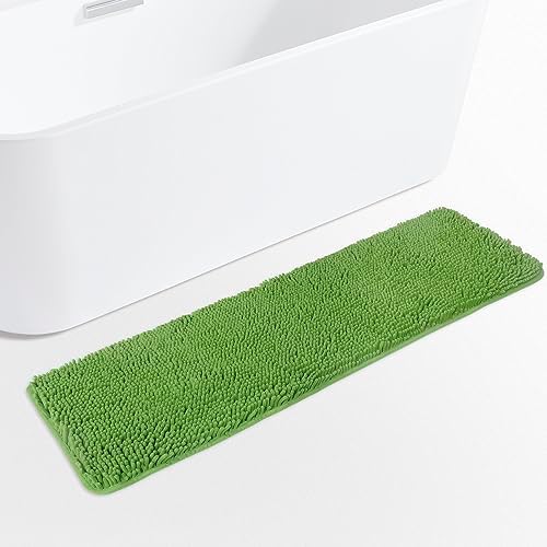 Yeaban Chenille Forest Green Bathroom Runner Rug 17"x47" by Yeaban