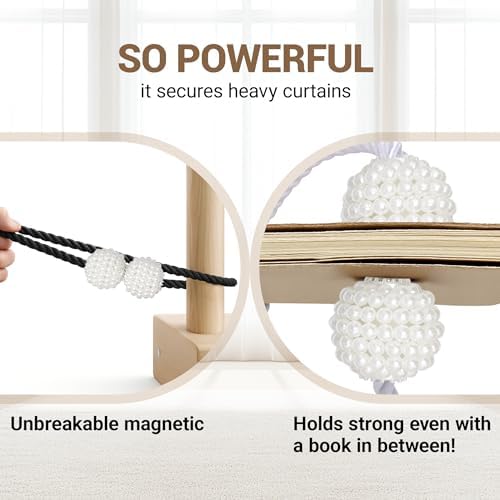 Hion Magnetic Curtain Tiebacks Black 2pcs, Curtain Holdbacks Hooks Holders - Image 6