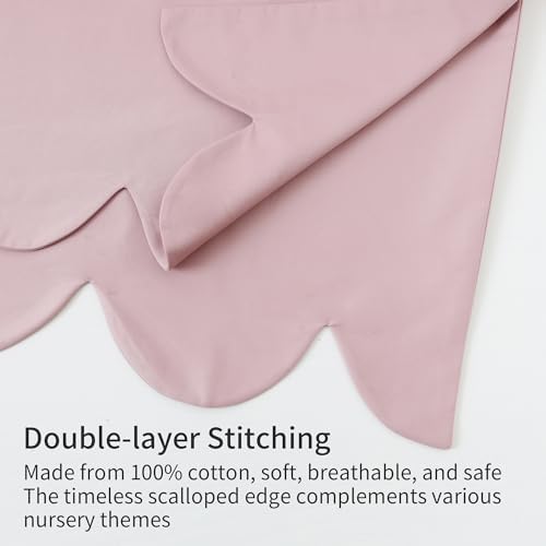 100% Cotton Scallop Edge Crib Bed Skirt, 4-Sided Soft Breathable Cotton Bedding - Image 4