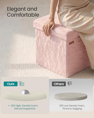 SONGMICS Storage Ottoman, Foldable PU Leather Footrest - Image 4