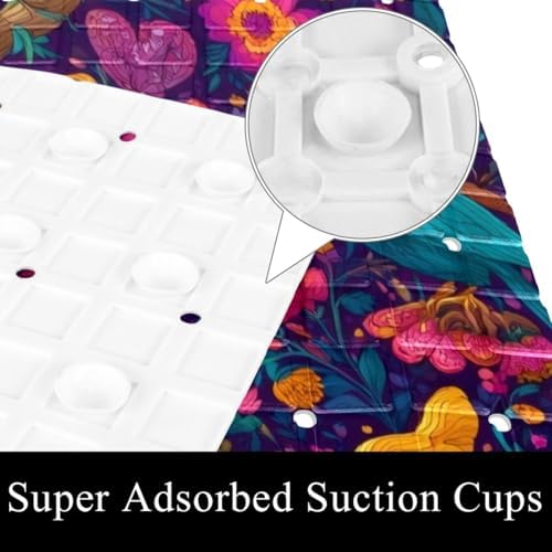 Shower Mat Non Slip, Deer Flowers Birds Anti Slip Bath Mat - Image 3