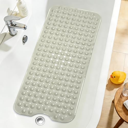 Extra Long Bathtub Mat Non Slip Bath Mat Camel 40"x16" Full Size by NaolotureHome