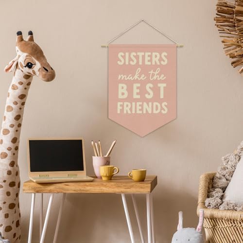 Girls Room Decor, Sisters Make the Best Friends Linen Canvas Banner - Image 7
