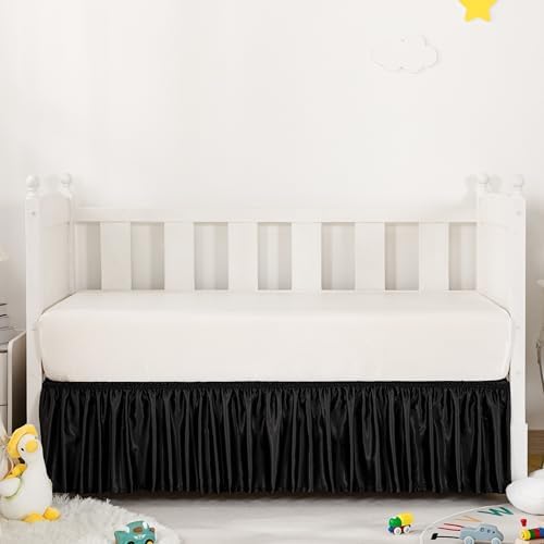 Black Satin Crib Bed Skirt by Counfeisly