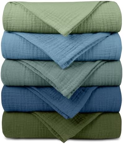 Muslin Receiving Blankets 5 Pack, Soft Swaddle Wraps by LYRICHOMBABY
