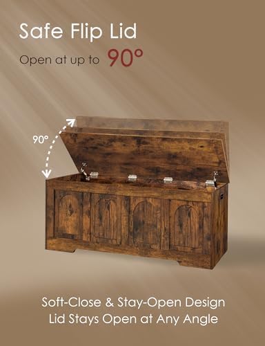 DINZI LVJ Storage Chest, Wooden Toy Box, Rustic Brown 50.0" L - Image 5