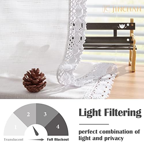 jinchan Off White Linen Lace Trim Valance Curtain 18Inch Rod Pocket 1 Panel - Image 5
