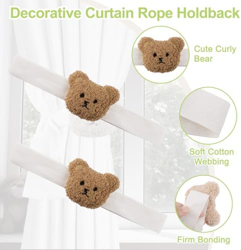 Cute Cartoon Animal Curtain Tiebacks 4Pcs Drape Rope Holdbacks - Image 4