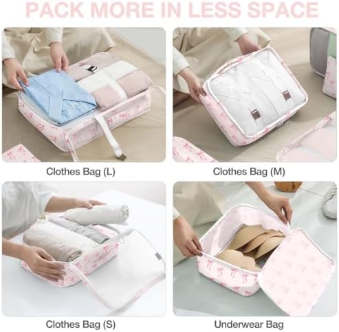 Watercolor Bow 8Pcs Packing Cubes Travel Organizer Set - Image 4