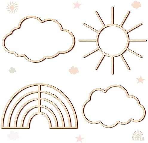 Kathfly 4 Pcs Boho Nursery Wall Decor, Cloud Rainbow Sun by Kathfly
