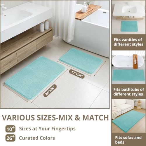 Polyester Bathroom Rug 24"x36" Aqua Haze, Non-Slip Soft Bath Mat - Image 3