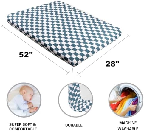 4 Pack Checkered Plaid Crib Sheets Neutral Breathable Buffalo Check Fitted Baby - Image 7