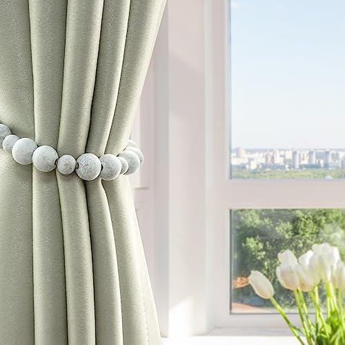 2 Pack Wood Bead Curtain Tieback, Boho Curtain Holdback - Image 2