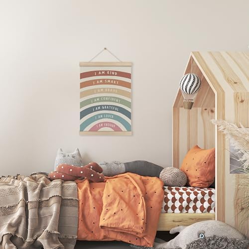 HRQKO I Am Kind Smart Inspirational Poster Hanger Frame, Boho Rainbow Wall Art - Image 6