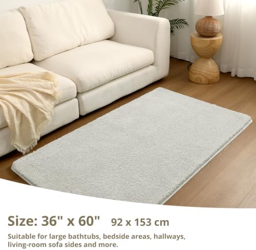 Polyester Bathroom Rug 36"x60" Light Gray, Large Soft Bath Mat - Image 2