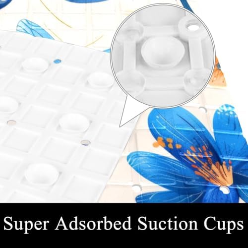 Bathtub Mat Non Slip 26.8x15.1In, DragonfliesFlowers Bath Mat - Image 3